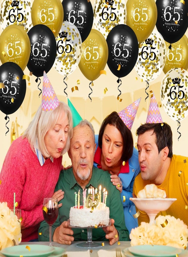 Yoirrat 65th Birthday Balloons for Men Women, 15Pcs Black Gold Happy 65th Birthday Balloons Decorations for Men Women 65 Years Old Party Indoor Outdoor Decor Supplies 12 inches - Image 4